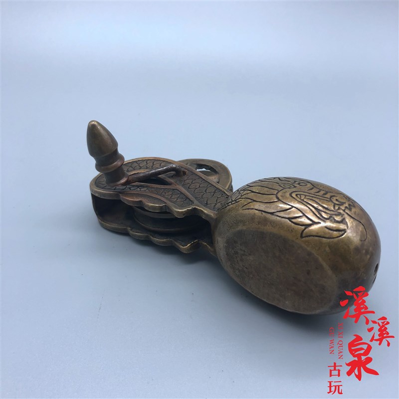 Pure brass old antique Qing Dynasty dragon playing beads pattern old ink bucket old objects retro micro-carving antiques miscellaneous collection