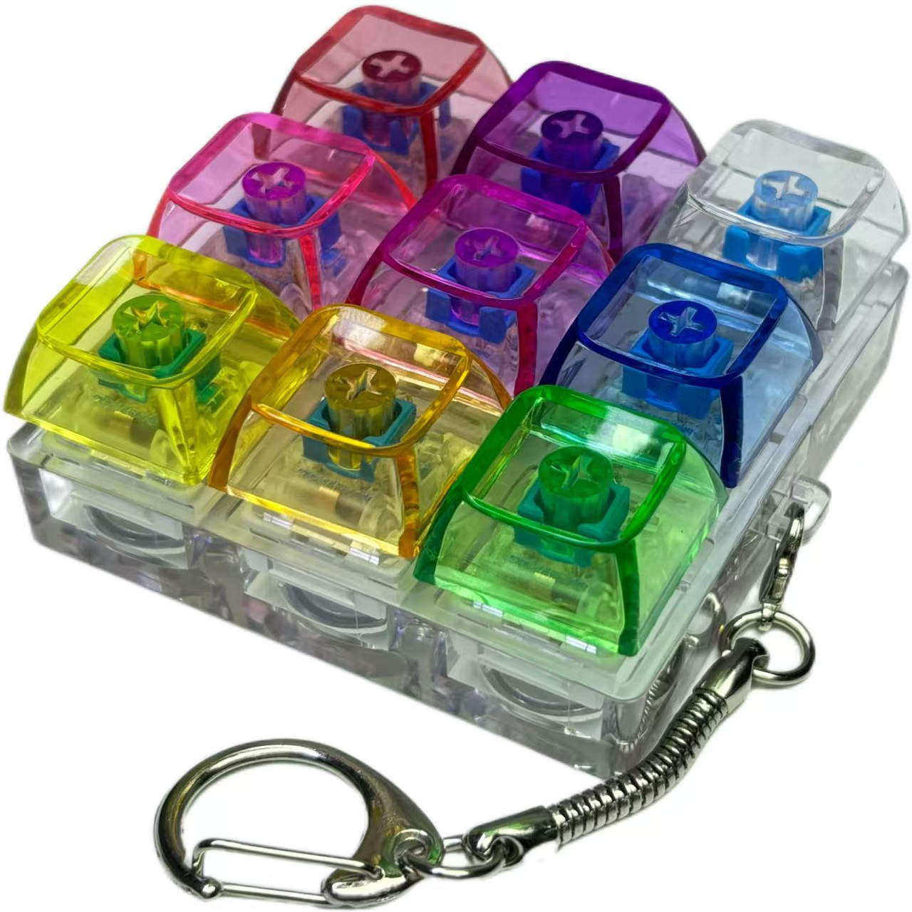 机械键盘指尖按压解压发光玩具发泄神奇九键挂件饰品钥匙扣挂件