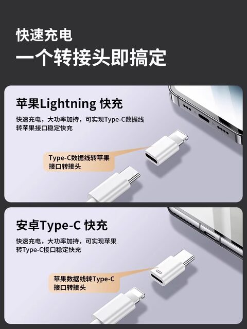 [Official Genuine Product] Compatible with Apple 15/16 Phones iPhone 17 High-Speed Adapter Lightning to Type-C Dual C-Port 12 Data Cable 14 Converter 13 Charger iPad Original 11