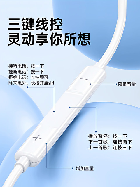 Official Genuine Semi-In-Ear Wired Headphones with Type-C Interface and Round Hole, Suitable for Apple, Android, Huawei, Xiaomi