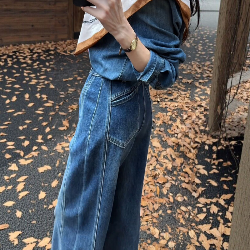 Blue Straight-Leg Jeans for Women, 2026 Autumn New Style, Plus-Size, Flattering for Pear-Shaped Body, High-Waisted Wide-Leg Pants for Petite Figures Blue Straight-Leg Jeans for Women, 2026 Autumn New Style, Plus-Size, Flattering for Pear-Shaped Body, High-Waisted Wide-Leg Pants for Petite Figures
