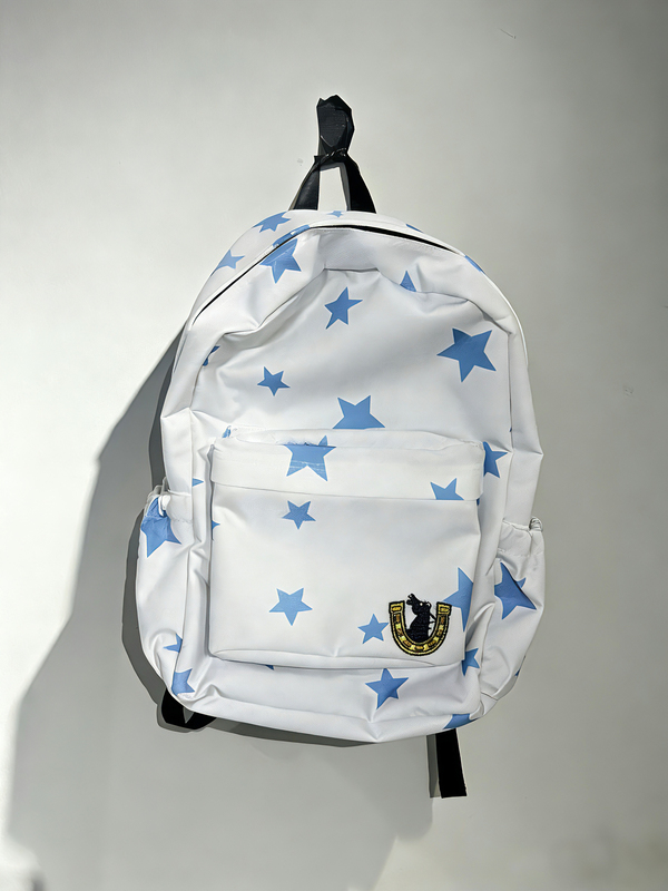 [Original Authentic] Jonny Blue Star Backpack with Horseshoe Embroidery, Large Capacity Student Backpack for Men and Women