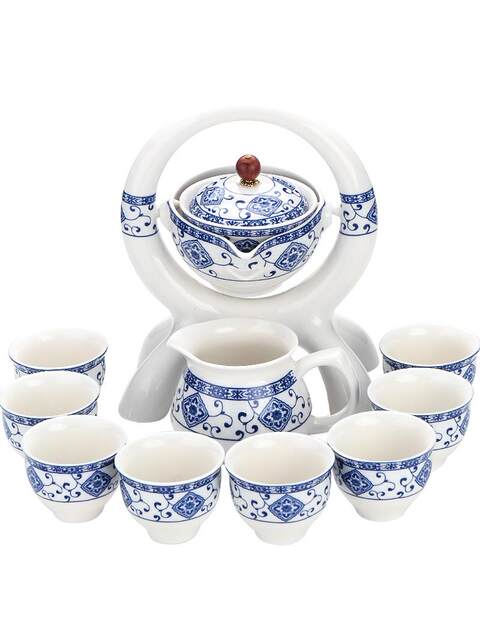 Kung Fu Ceramic Tea Set Lazy Set Office Semi-Automatic Teapot Tea Cup Household Xiaoyao Tea Brewing Machine Set