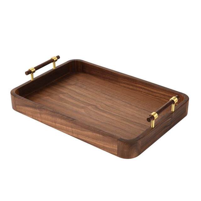 North American black walnut tea tray solid wood tray rectangular wooden tray coffee simple wooden dinner tray hotel home use