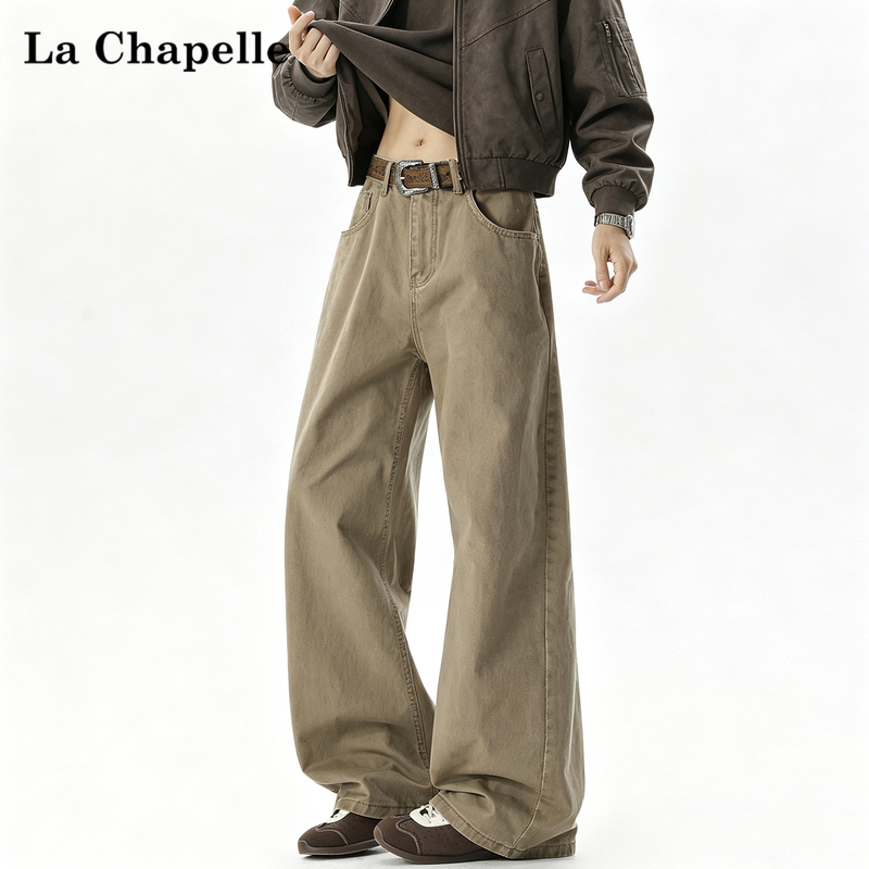 La Chapelle American Retro Washed Cotton Jeans for Men, Autumn Cleanfit Straight-Leg Workwear Casual Long Pants La Chapelle American Retro Washed Cotton Jeans for Men, Autumn Cleanfit Straight-Leg Workwear Casual Long Pants