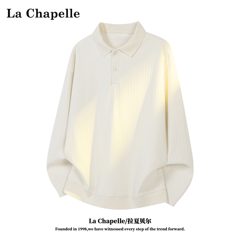 La Chapelle American-Style Relaxed Fit Polo Long-Sleeve T-Shirt for Men, 2026 Autumn Loose Casual Base Shirt