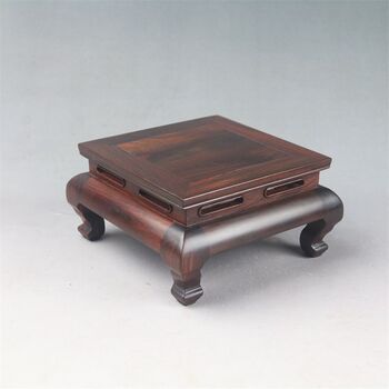 Red rosewood square rectangular vase bonsai antique jade wood carving teapot agate base wooden holder