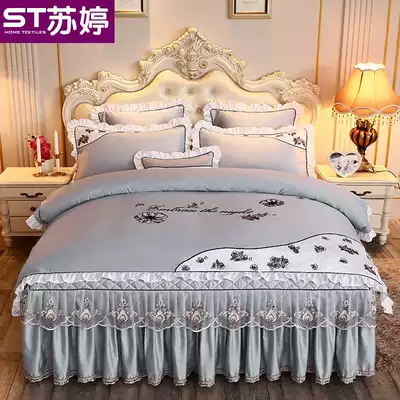 Korean-style cotton lace dress thickened Tencel Modal bed set Spring and summer European bedding bedspread three-or four-piece set