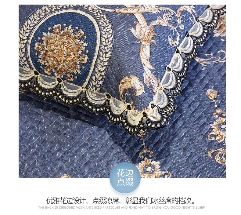 Phong cách châu Âu giường ren lụa váy băng ba mảnh ghế mô hình mùa hè dày chống trượt mat bedspread Hàn Quốc 1.8m rửa - Thảm mùa hè chiếu trúc tăm