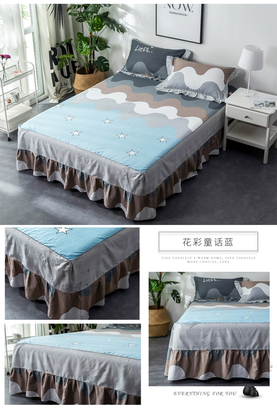 khăn trải giường cotton giường váy trong một mảnh giường 1.8m bông 1,5m giường ngủ giường ngủ bìa ba mảnh vỏ bảo vệ trượt - Váy Petti váy giường