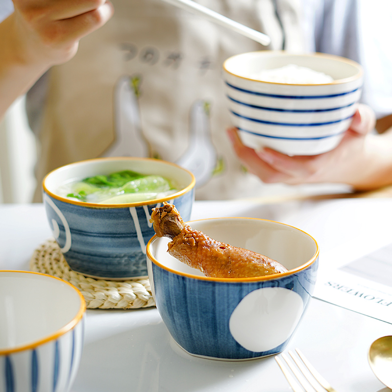 Home Bowls Han Prints Wind Small Bowl Suit Mini Cartoon Ceramic Children Soup Bowls single 4 5 inch bowls flat bottom