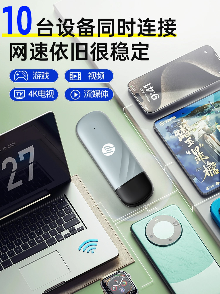 HP Ultra-Powerful Signal Portable Wifi, Carry-On 4g Data, No Sim Card Required, Wireless Wifi6, High-Speed Home Mobile Office Internet Card, Data Card, Network, Car, Office