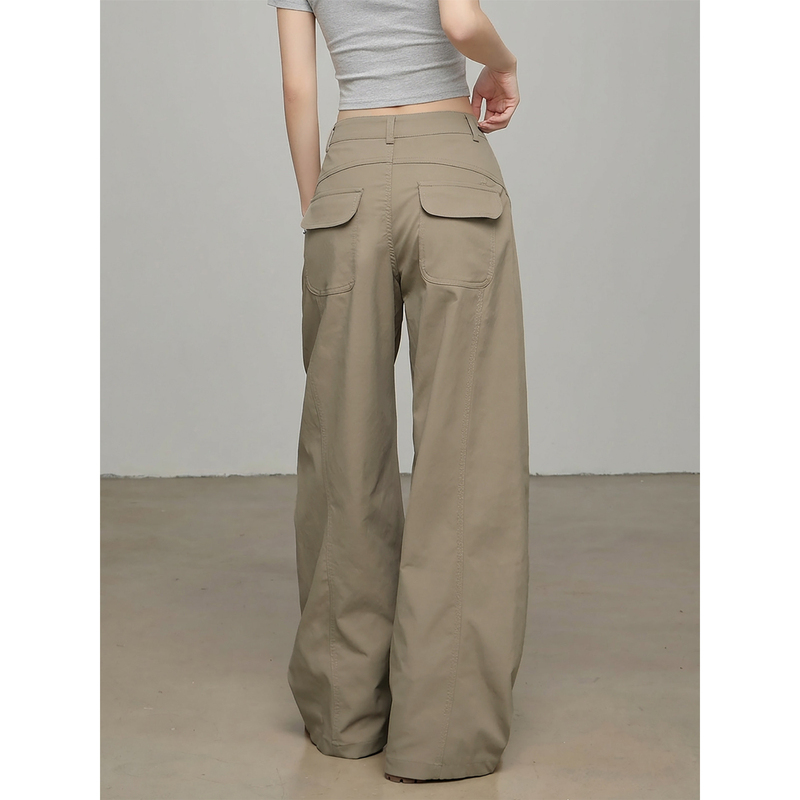 American-Style Scimitar Workwear Casual Pants for Women, 2026 Summer Thin New Khaki Loose Straight-Leg Suit Wide-Leg Pants American-Style Scimitar Workwear Casual Pants for Women, 2026 Summer Thin New Khaki Loose Straight-Leg Suit Wide-Leg Pants