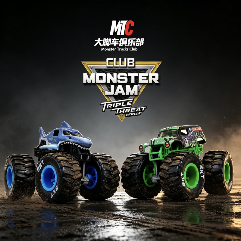 [Monster Truck] Grave Digger Shark 1:64 Bigfoot Push and Go Monster Alloy Boy's Plastic Crash-Resistant