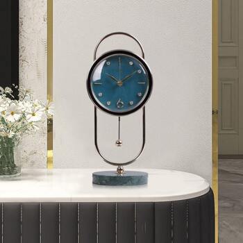 Light luxury desktop clock table clock home fashion living room simple european tv cabinet ornament clock mute quartz clock