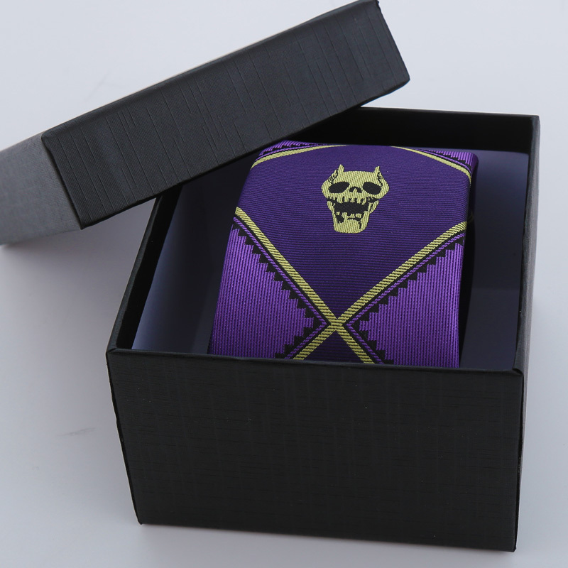 Kira Yoshikage Tie Jojo Bizarre Adventure Merchandise Cos Skull Killer Queen Unisex Anime Purple