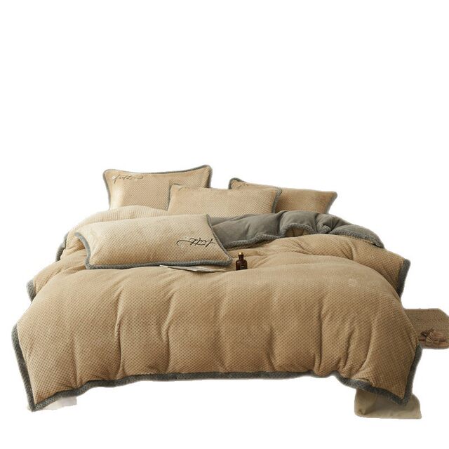 Winter Milk Velvet Quilt Set, Complete Set of Cotton Quilts, Thickened for Warmth in Winter, Single Quilt Cover and Core Integrated