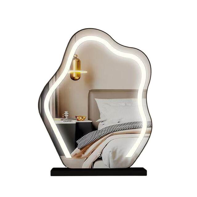 Cloud-Shaped Makeup Mirror with Lights, Bedroom Smart Three-Color Lighted Beauty Mirror, Master Bedroom Dressing Table Mirror