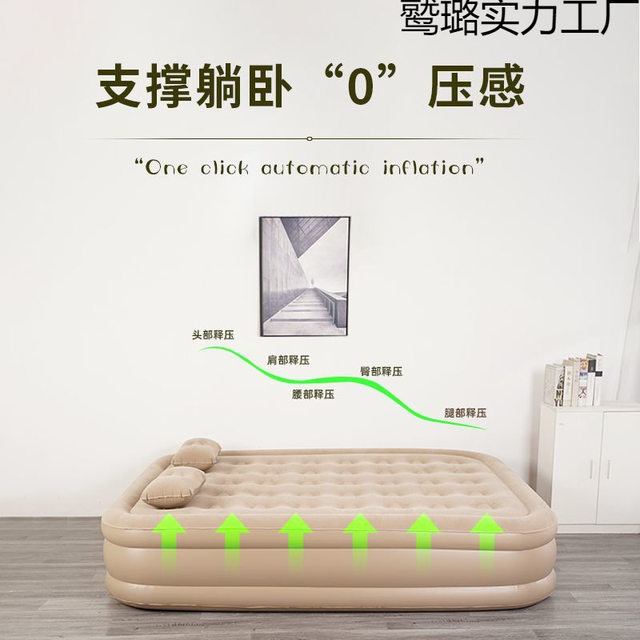 Thickened Inflatable Bed, Fully Automatic, for Outdoor Camping, Double Folding, Elevated, Household Single Air Mattress