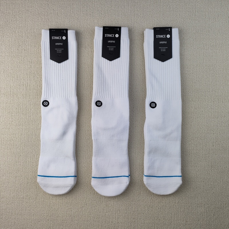 St Black and White Solid Color Basic High Tube Socks for Men and Women, Pure Cotton Sweat-Absorbent Towel Bottom Skill Socks, Sports Socks, Basketball Socks