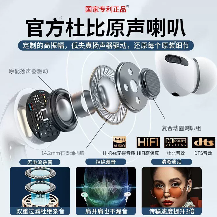 Huaqiangbei AirPods пятого поколения с активным шумоподавлением, подходит для Huaqiangbei AirPods Pro, наушники Bluetooth Apple