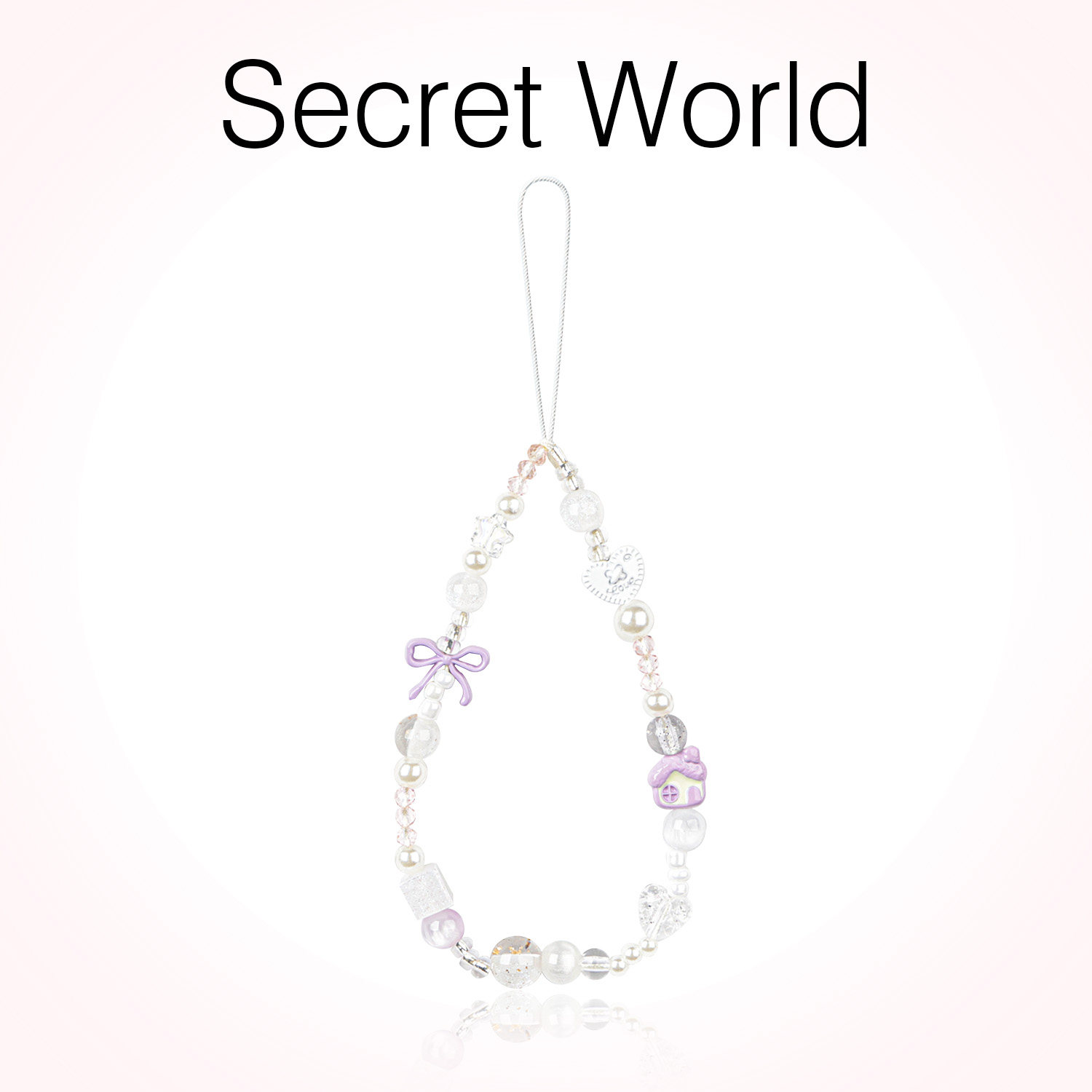 secretworld mobile phone strap, purple bow house pearl lanyard, Instagram-worthy short wrist pendant for women.