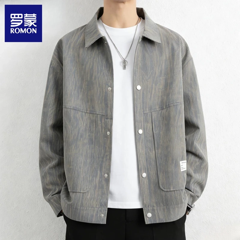 Romon Men's Shirt-Style Jacket 2026 New Spring Collection High-End Thin Style Versatile Tie-Dye Casual Wear for Young People