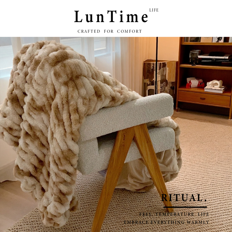 Luntime Living Blanket, Light Luxury Thickened Fleece Imitation Rex Rabbit Sofa Blanket, Throw Blanket, Winter Thickened Warm Nap Blanket