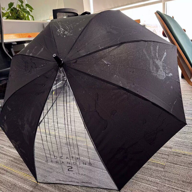 Death Stranding 2 Dream Collaboration Black Spliced Long Handle Umbrella Rain or Shine Umbrella Fan Support Collection Gift