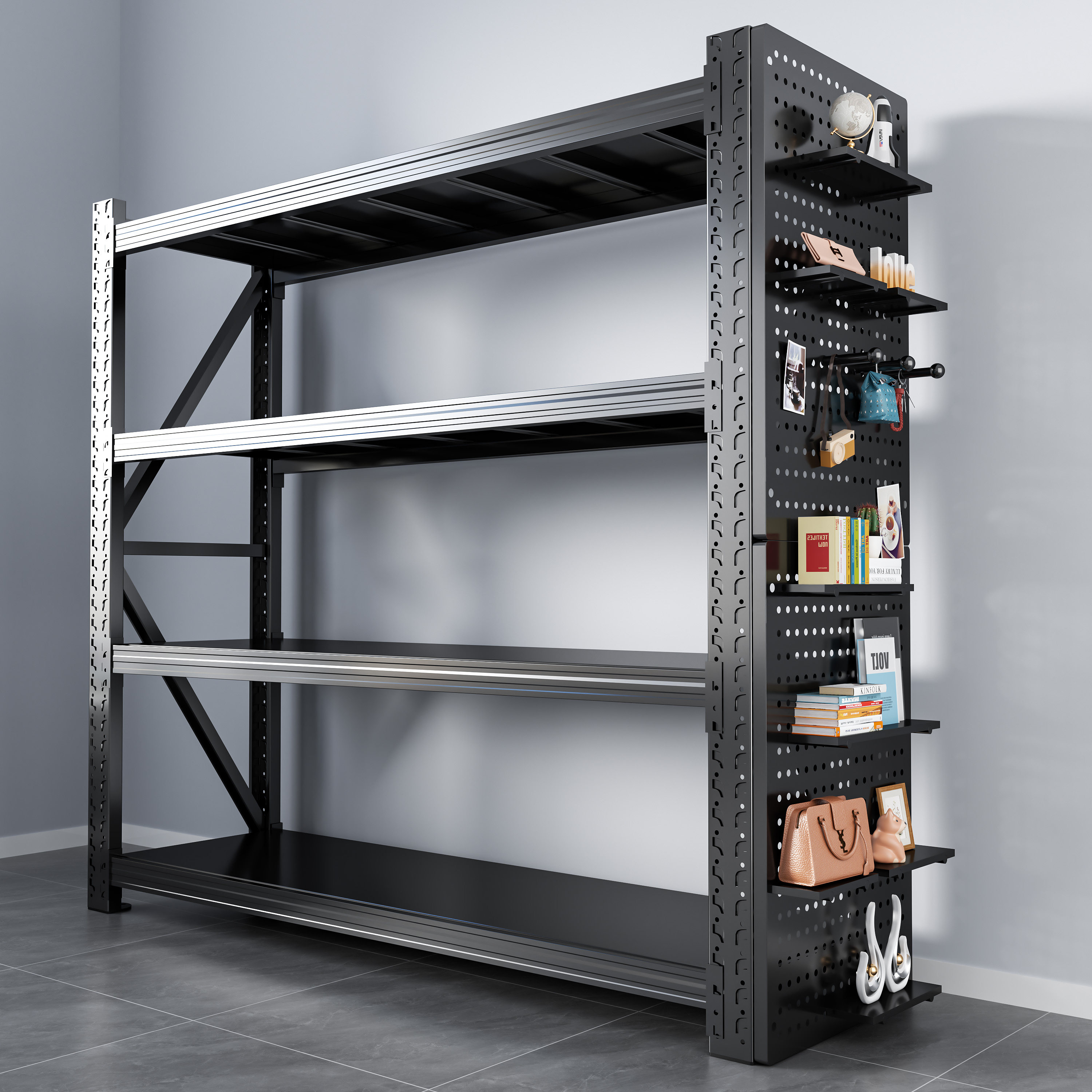 Heavy-duty shelves warehouse storage rack multi-layer storage rack with hole plate side hardware tool rack placement storage rack