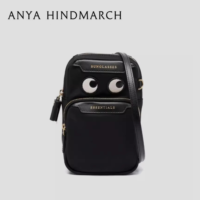Directly Shipped from France: Anya Hindmarch Large-Eye Nylon Phone Bag, Crossbody Bag, Small Square Bag, Makeup Bag for Women
