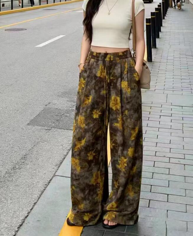 55009-2 High-End Hot-Selling Model # High-End Floral Casual Pants