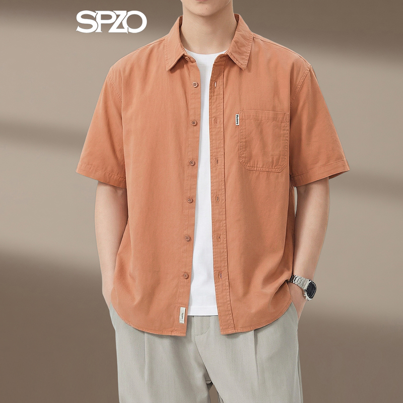 Summer Thin Shirt for Men, Short-Sleeved, Pure Cotton, Breathable, Fresh and Artistic Style, Loose Casual Solid Color Top, Trendy Summer Thin Shirt for Men, Short-Sleeved, Pure Cotton, Breathable, Fresh and Artistic Style, Loose Casual Solid Color Top, Trendy