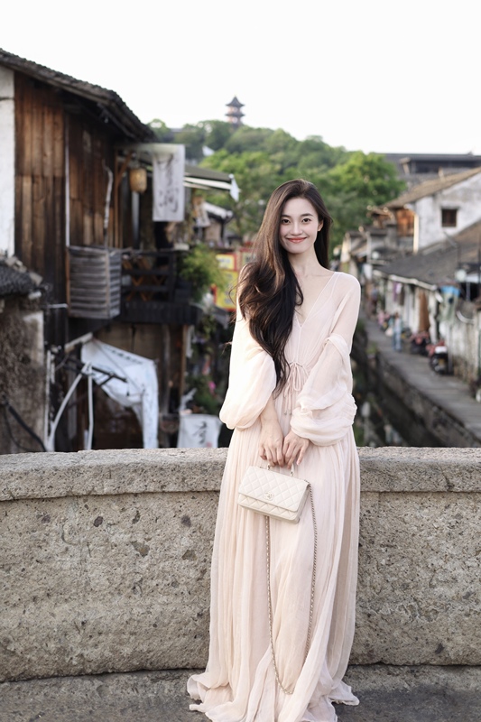 【Water Palace Fairy】Dai Gallery New Chinese Style National Style Mulberry Silk White Moonlight Dress