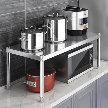 One-layer thickened stainless steel kitchen storage rack microwave storage rack floor storage rack multi-function oven rack