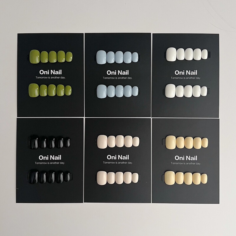 【Solid Color Collection】Oninail Handmade Wearable Nails Milky White Green Blue Short Style Dopamine Nail Stickers