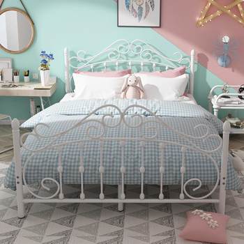 European-style wrought iron bed princess bed simple modern nordic double 1.8m bed 1.5m ins internet celebrity iron frame bed sheet