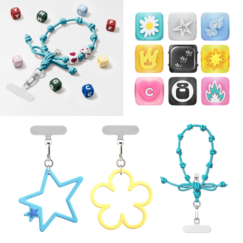 Case G-Dragon Style Five-Pointed Star Flower Wristband Phone Chain DIY Silicone Beaded Phone Case Pendant Convenient