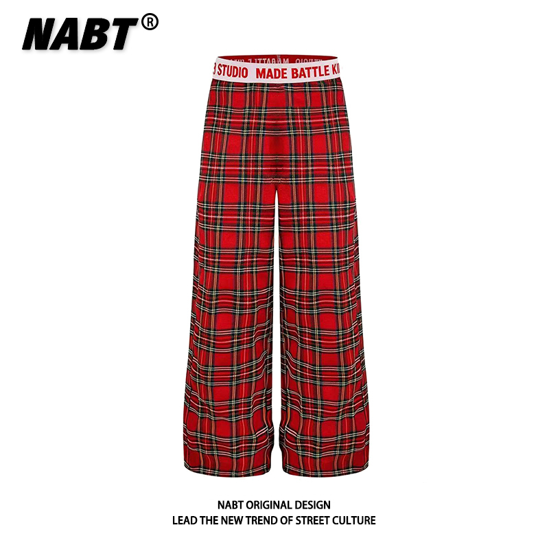 Nabt Original American Retro Plaid Casual Pants for Men and Women, Color-Blocked Plaid Loose Slimming Wide-Leg Straight Pants Nabt Original American Retro Plaid Casual Pants for Men and Women, Color-Blocked Plaid Loose Slimming Wide-Leg Straight Pants
