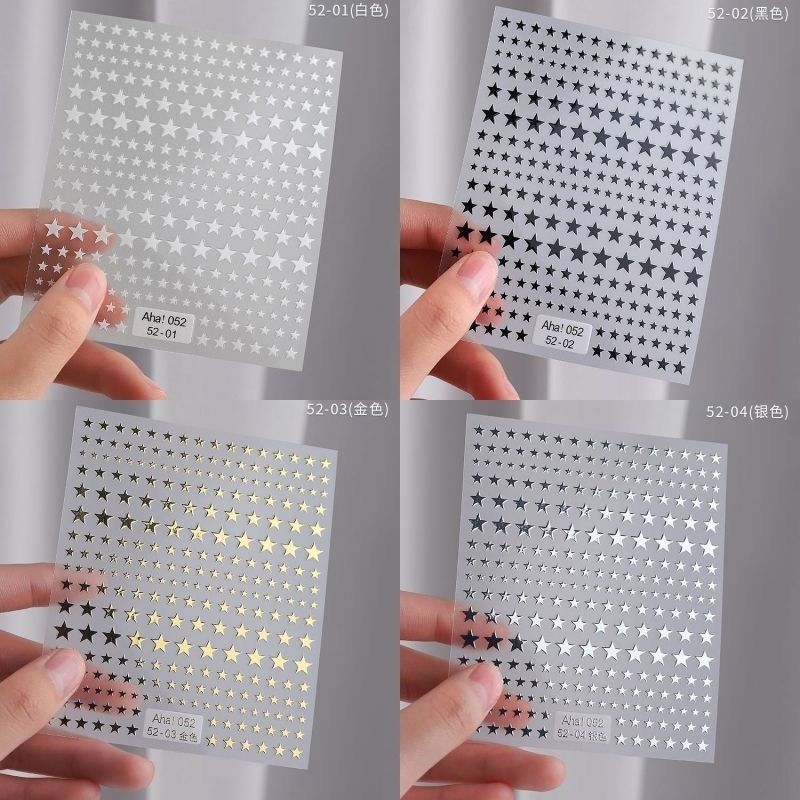 Five-Pointed Star Mini Star Black and White Gold Foil Regular Pentagram 3D Adhesive Seamless Nail Art Stickers Nail Stickers Five-Pointed Star Mini Star Black and White Gold Foil Regular Pentagram 3D Adhesive Seamless Nail Art Stickers Nail Stickers