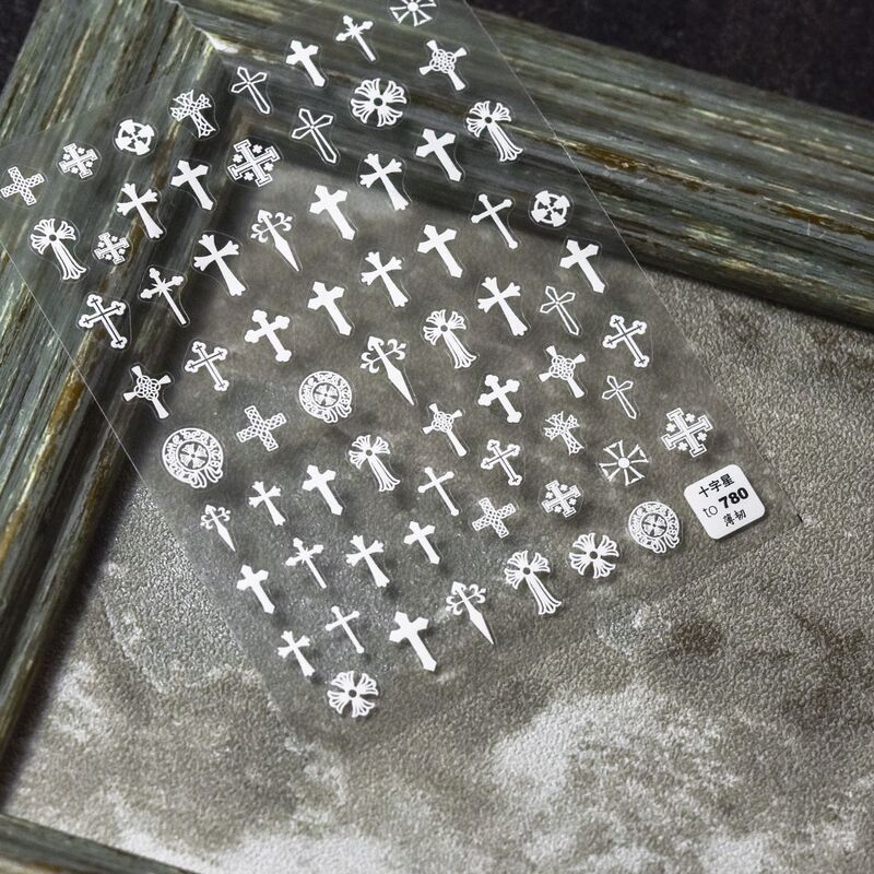 Internet Celebrity Hot Item ins Simple Black and White Thin and Flexible Cross Set Nail Art Stickers
