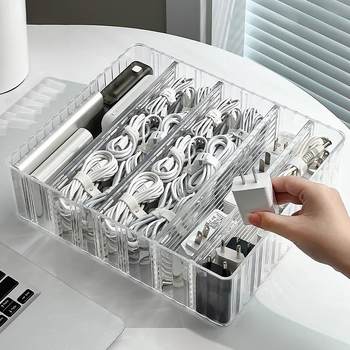 Data cable storage box power charging cable mobile phone charger assembly winder desktop cable manager hub box