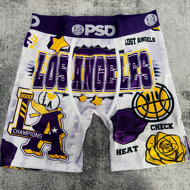 New Psd Men's Sports Underwear Cartoon Hip-Hop Letter Print Boxer Briefs Running Fitness American-Style Boxer Briefs