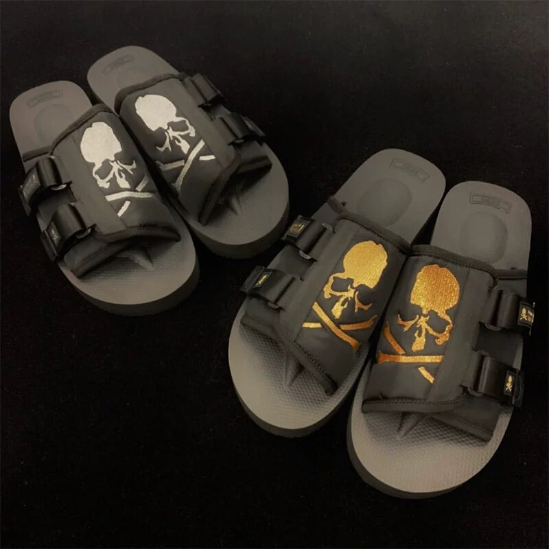 Mastermind Dark Skull Gold and Silver Embroidery Mountain Style Height-Increasing Sandals Mmj Collaboration Unisex Slippers Trendy