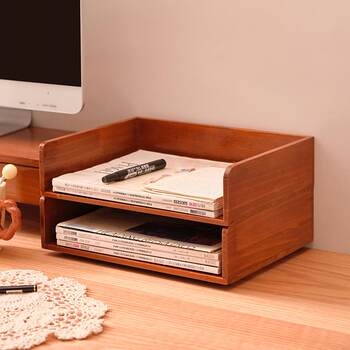 Solid wood desktop storage rack multi-function tv corner cabinet multi-layer storage rack a4 paper file rack bookcase tea set organization