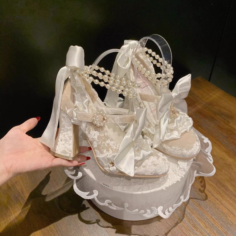 Velvet Bow Mary Jane Shoes Vintage High Heels Lolita Shoes High Heel Lolita Shoes Velvet Bow Mary Jane Shoes Vintage High Heels Lolita Shoes High Heel Lolita Shoes