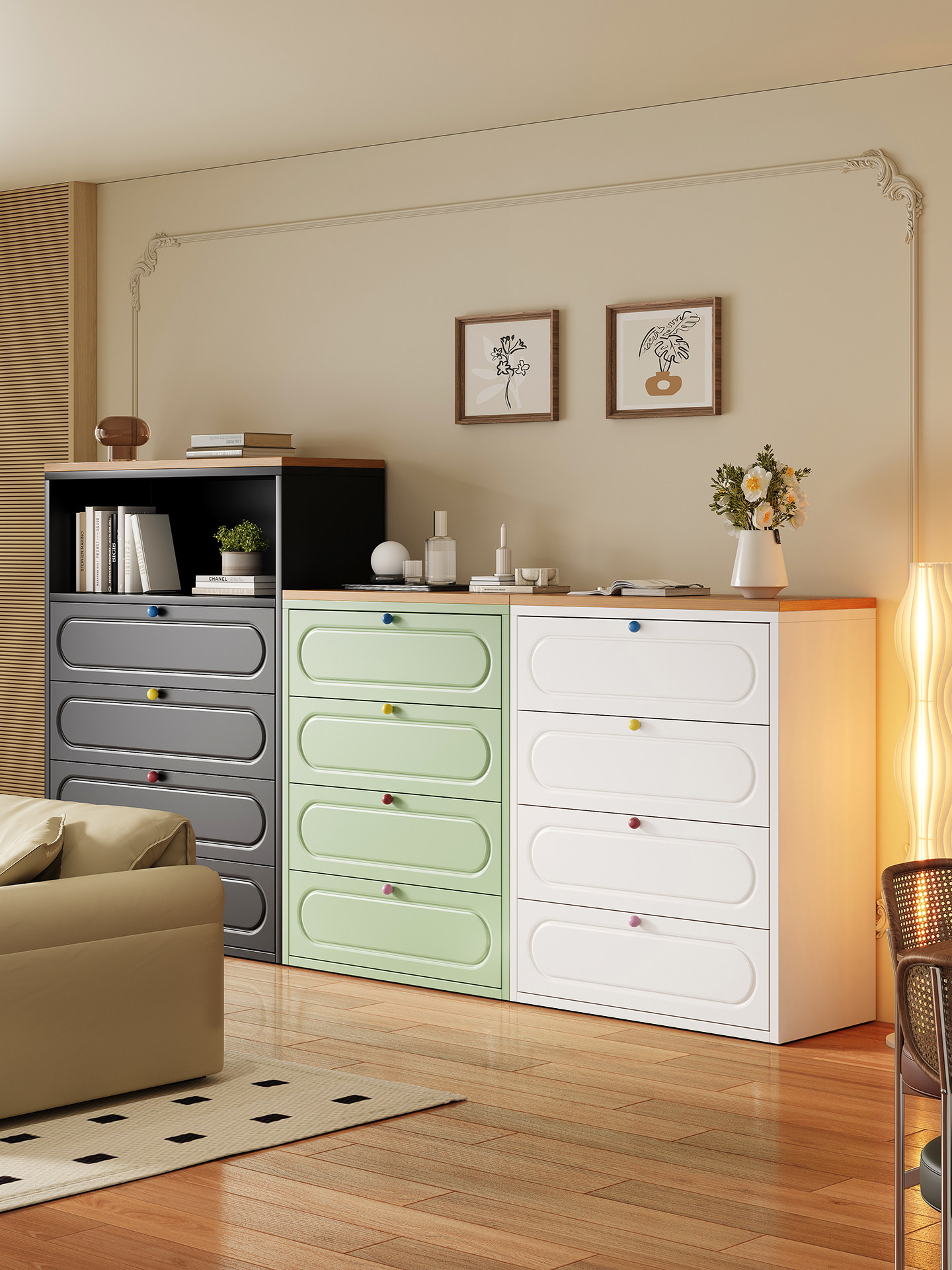 Bedroom Bedside Wrought Iron Chest of Drawers, Narrow Gap Storage Cabinet, Multi-Layer Drawer Storage Cabinet, Exclusive Organizer for Underwear and Socks