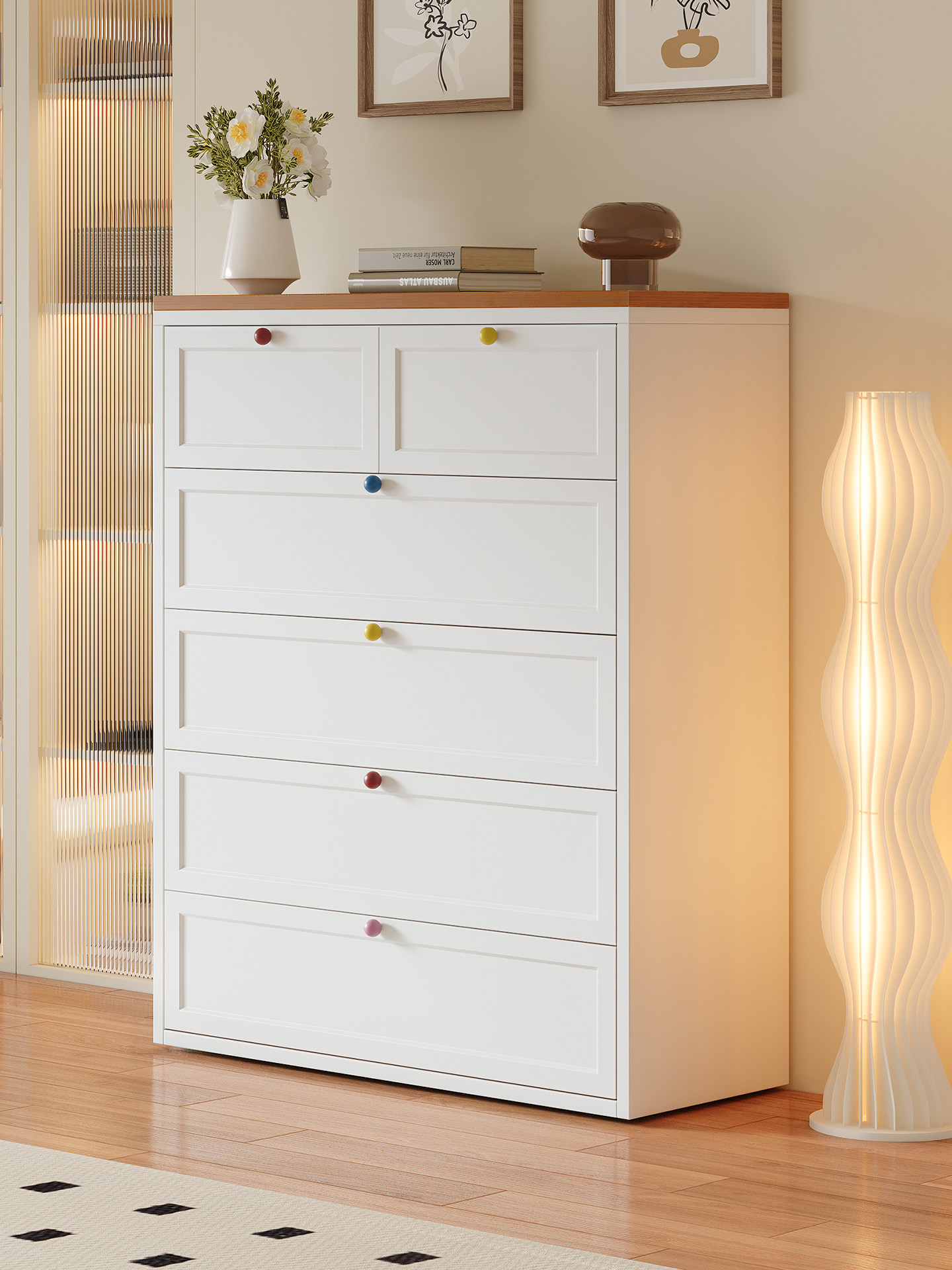 Iron Art Chest of Drawers Bedroom Storage Cabinet Living Room Home Side Cabinet Modern Simple Steel Storage Cabinet Drawer Cabinet