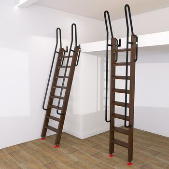 Household vertical storage wooden ladder attic climbing ladder thickened double-sided high handrail climbing ladder up and down bed climbing ladder
