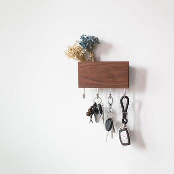 Creative wall hanging nordic entry key hook solid wood entrance living room storage box without hole punching clothes hook
